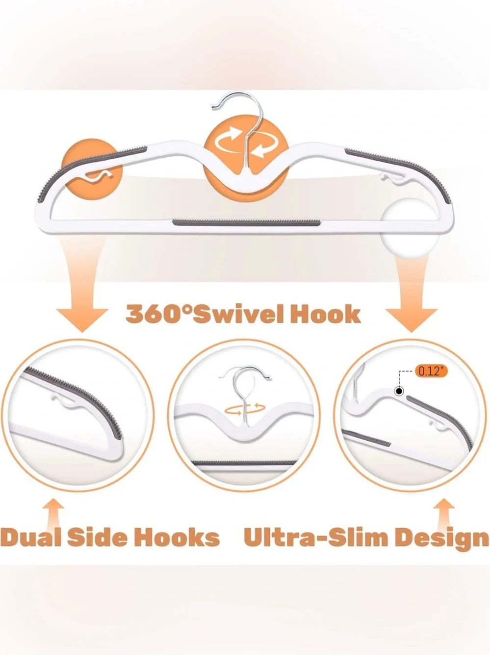 20 Pack Short Neck Plastic Hangers, Heavy Duty Clothes Hangers with Non-Slip Pad